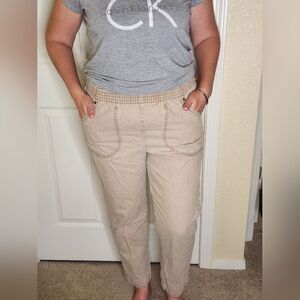 American Sweetheart Pants 100% Cotton Elastic Waist Pull On SZ 14 A